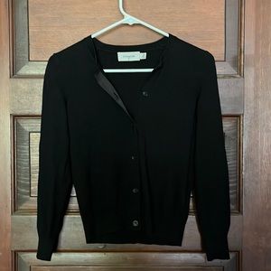 Coach 1941 Black Cardigan with Grosgrain Ribbon Detail XXS